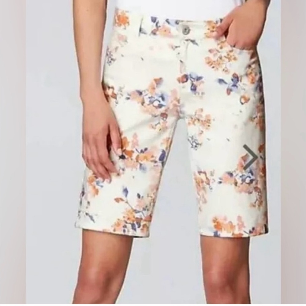 J. Jill Denim Floral White and Pink Women's Bermuda Shorts Size 6